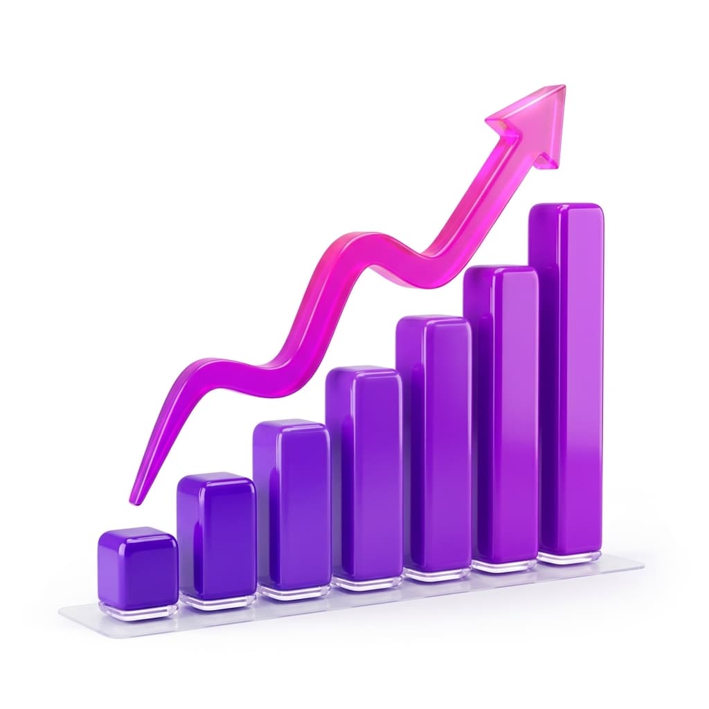 3D Growth Chart and Economics Illustration