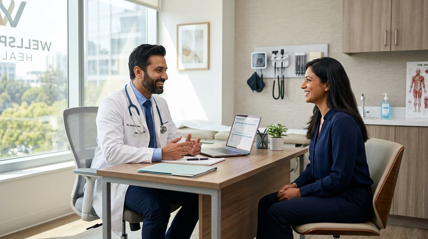 Doctor with patient consultation in modern medical clinic
